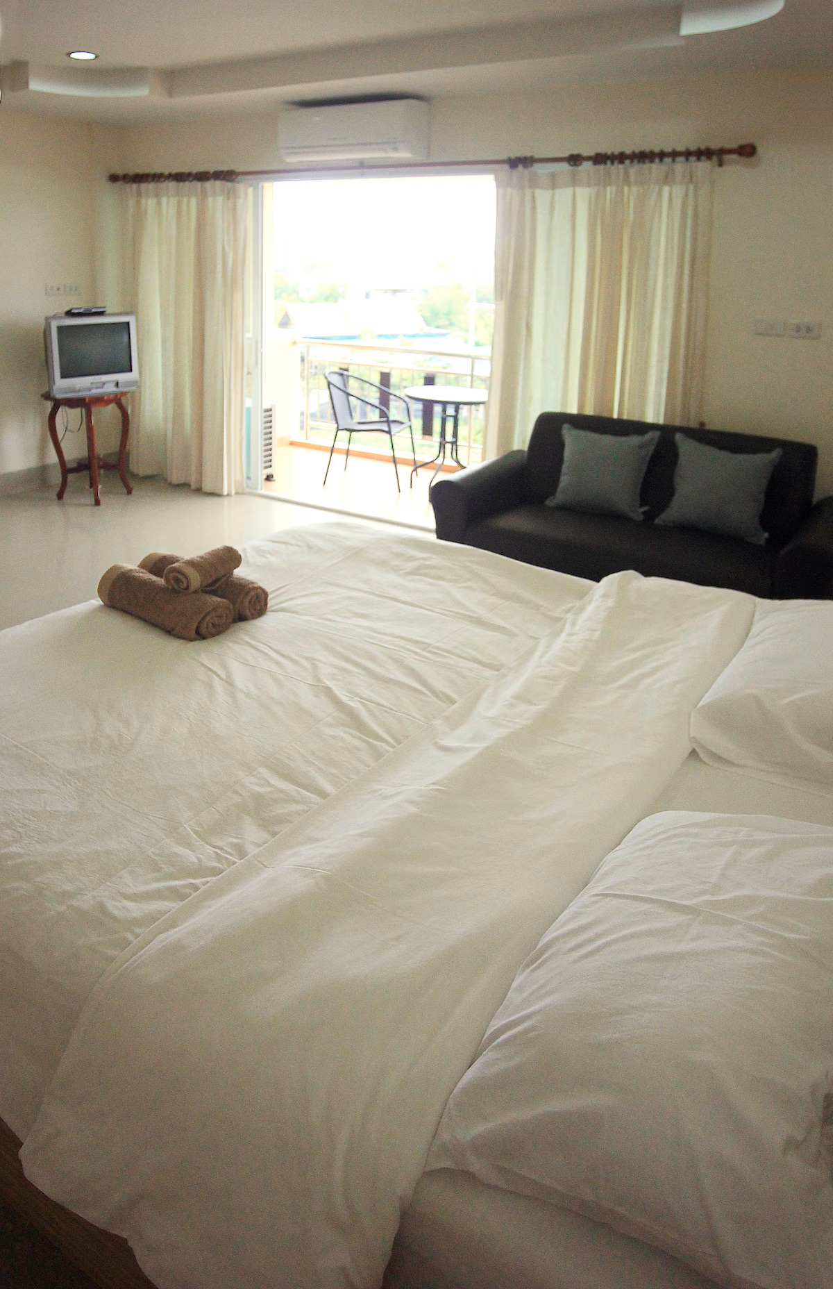 Comfortable bed with clean linens